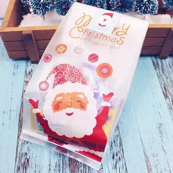 Jul Kiks Emballage Pose Gaver Snemand Santa Claus Taske Indehavere Bage Småkager Slik Smykker Plast Emballage Poser SZ