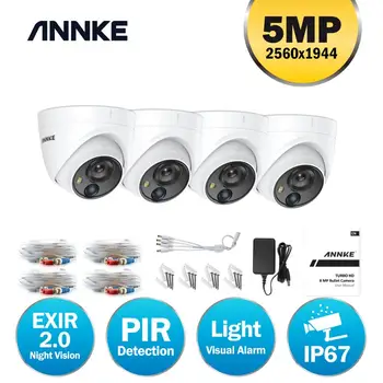 ANNKE 4stk 5MP CCTV-Kameraer IP67 Vandtæt Videoovervågning Udendørs Dome-Kamera IR-Cut Filter Kamera Kit