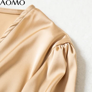 AOMO kvinder retro blonder fast afgrøde bluse med korte ærmer 2020 nye ankomst smarte kvindelige sexet slank skjorte toppe CH04A