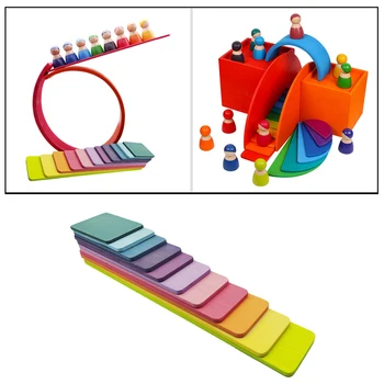 11Pc/Set, Træ-Rainbow byggesten yrelser Gaver til Børn Dreng Piger Kreative Nesting Spil Tidlig Læring Legetøj