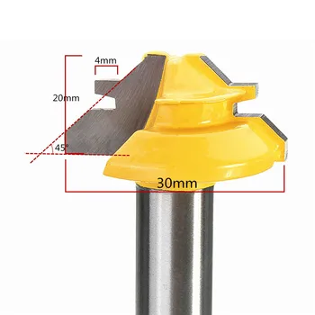 1 STK 8mm 1/4 Lille Lås Bispehue Router Smule Anti-ikkelse 45 graders 1/2 tommer Skaft Fræseren for Træbearbejdning Værktøjer til træ-kniv