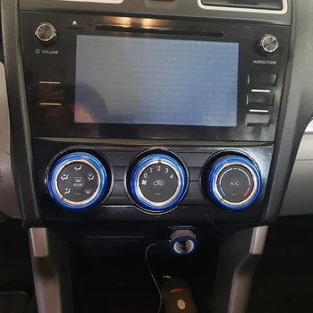 3Pcs Blå AC Klima-Drejeknap Ring Dækker Kompatibel for Subaru WRX STI, Impreza, Skovfoged, XV Crosstrek