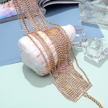 Hesiod Luksus Guld Fuld Krystal Halskæde-Multilagsbelægning Bredt Armbånd til Kvinder Bryllup Smykker til Bruden