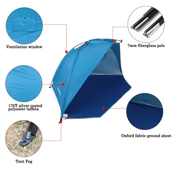 TOMSHOO 2 Personer Offentlig Strand Telt Husly Sport Camping Telt med UV-Beskyttelse Sommeren Telt for at Fiske Picnic Beach Park