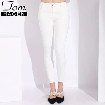 Kvinders Højtaljede Hvide Jeans Kvinder Tynde Strækning Blyant Bukser Sort Jean Plus Size Bukser Damer Slank Patalon Femme Jeans