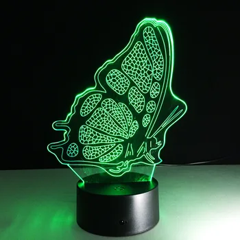 Butterfly 3D LED Lampe Soveværelse Nat Lys 7 Farver Skiftende Akryl Remote Touch Skifte bordlampe Kreativ Gave