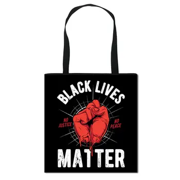 Black Liv Sagen skuldertaske Afro Kvinder Casual Totes BLM Amerikansk Afrika Damer Shopping Taske Mode Lærred rejsetasker