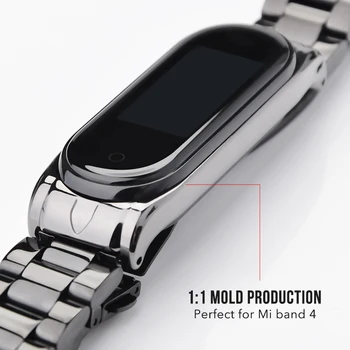 Hangrui For Mi Band 4 3 Metal rem i Rustfrit stål håndledsrem til Xiaomi Mi band 3 armbånd Til Mi band4 wirstbands NFC Globale