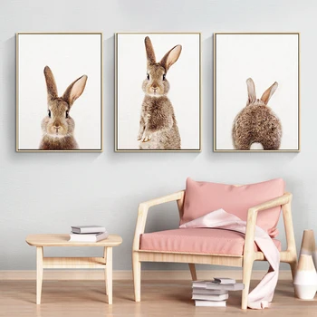 Søde Dyr Børnehave Bunny Udskriver Kaniner Plakat Lærred Maleri Unisex Væg Kunst, Kunst, Udsmykning, Væg Billeder til Hjemmet Indretning