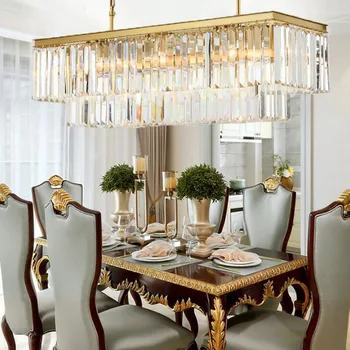 Firkantet Guld Krystal lysekroner Amerikansk Stil Til Restaurant Spisestue/Stue, Soveværelse Belysning LED Armatur