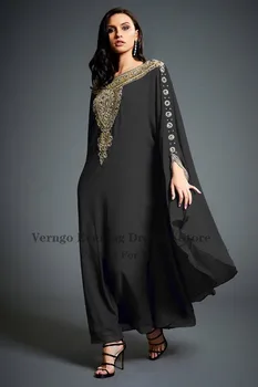 Verngo Dubai Marokkanske Kaftan Hvid Kjole Til Aften I Guld Blonder Applique Beaded Blå Sort Aftenkjole Plus Size Formelle Maxi Kjole