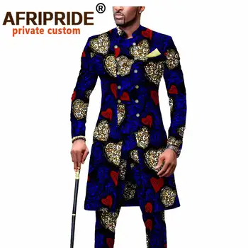 Mænds Jakkesæt Afrikanske Tøj Dashiki Trykt Jakke og Ankara Bukser 2 delt Sæt Kjole, der Passer Ankara Outwear til Bryllup A2016054