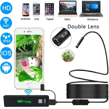 Wifi Endoskop Kamera, 1080p Boroscope Iphone Dobbelt Linse Endoskopisk Kamera Mobil 8mm Fleksible Kamera Slange til Android Smartphone