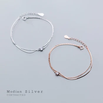 Modian Mousserende AAA Zircon Armbånd til Kvinder Gave Dobbelt Lag Kæde af Sterling Sølv 925 Armbånd Fine Smykker 2020 Ny
