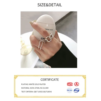 Ægte 925 Sterling Sølv Ringe kæde rundt ændre Finger Ringe til Kvinder Bryllup Oprindelige Sølv Smykker