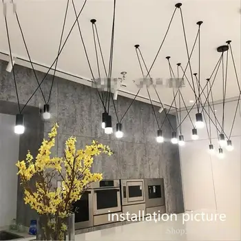 Design Geometriske DIY Vedhæng Lys Match Line Led Hængende Lys Armatur Armatur Ledning Hængende Lampe Glans Home Decor Industrielle