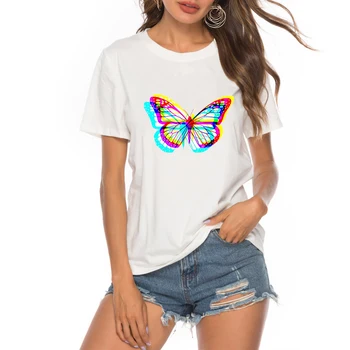 Vintage Sommer Toppe Kvinder Mørke Harajuku Mujer Camisetas Gotiske Æstetiske Tumblr O-hals Blæk Butterfly T-shirt Kpop Streetwear