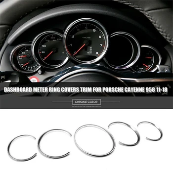 For Porsche Cayenne 958 2011-2018 Sølv Bilens Instrumentbræt Meter Ring Dækker Trim boligindretning