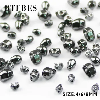 BTFBES AAA Sort Hæmatit Skull-Perlerne natursten Skelet Form 4/6/8mm Løse Perler Smykker Armbånd Gør DIY Tilbehør
