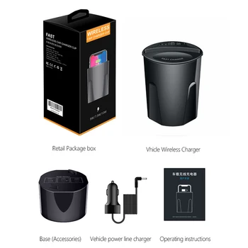 10W Trådløse Hurtigt i Bil Oplader Cup For iPhone X XS-XR-Samsung Galaxy S9 S10 Plus for Huawei Mate 20 Pro Med USB Type-C Output