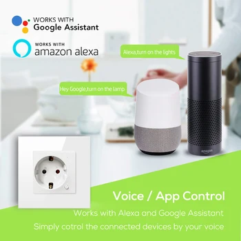 AVATTO Wifi Stikkontakten,EU-Standard Voice Fjernbetjening Stikket fra stikkontakten Fungerer sammen Med Google Hjem Alexa IFTTT Tuya Smart home