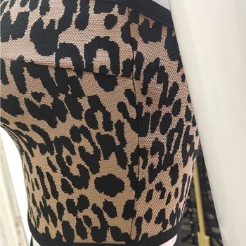 Kvinder passer 2stk bandage dress sæt sexet mini tank top og nederdel Fashion Leopard sexy club night party elegante jacqueard sæt 2stk