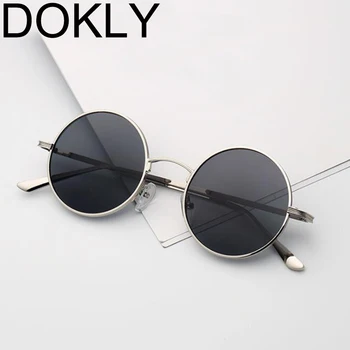 DOKLY 2019 Nye Mode Gule Runde Solbriller real UV400 Kvinder solbriller vintage solbrille-runde solbriller Gul linse