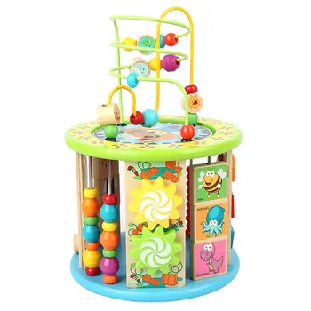 Montessori Tidlige Barndom, Læring Educationa Toy Multi-Funktion Seks-Sidet Stor Rund Perle Treasure Box Puzzle Beaded Matematik Toy