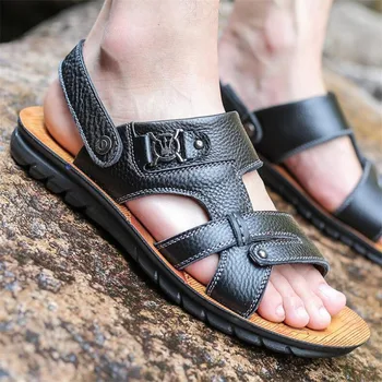 Mænds sandaler sommer new tide tøfler dual-use stranden sko bløde bund slid casual sandaler, tøfler herre sandaler sommer