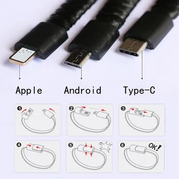 Bærbare Sport Flettet Armbånd Opladning via USB Data Kabel Ledning til Type-C/ Androider/ Apple SEC88