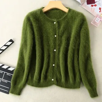 Helt nye mink cashmere sweater kvinder cashmere cardigans strikket ren mink frakke gratis fragt S1896
