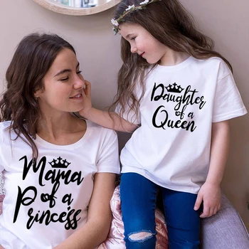 Familie matchende tøj kronprinsesse dronning bomulds-tshirt mor og datter tøj familie ser mor og mig tøj, udstyr
