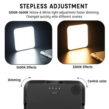 Video Fyld Lys 2500K-6500K 5W LED Lampe Til Smartphone, Tablet, Bærbar PC Justerbar Mini Vlog Fyld Lys For Selfie Video Live