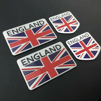 4stk BRITISKE Flag Auto Bilens Bagagerum Side Bagklap af Aluminium Emblemer Badges Mærkater Mærkat