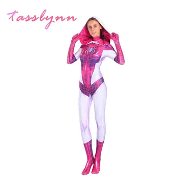 Pink Gwen Stacy Cospaly The Amazing Spider Hero Kostumer Zentai Maske Hoodie Spider Passer Anti-Gwenom for Kvinder Girl Party Passer til