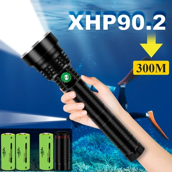Xhp90.2 kraftfulde led undervands lommelygte lampe vandtæt dykning fakkel 26650 or18650 xhp70 xhp50 jagt scuba flash lys