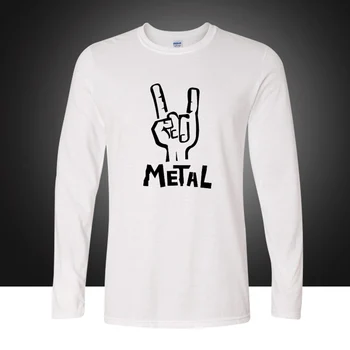 2019 efteråret nye mode, hip-hop T-shirt i bomuld udskrivning af metal rock band lange ærmer T-Shirt løstsiddende tøj plus størrelse