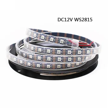 Ws2815 DC12V Pixels RGB LED Strip Light Individuelt Adresserbar LED Dual-SignalIP65 IP30 IP67 5m 30LEDS 60leds Pixel Sort FPC