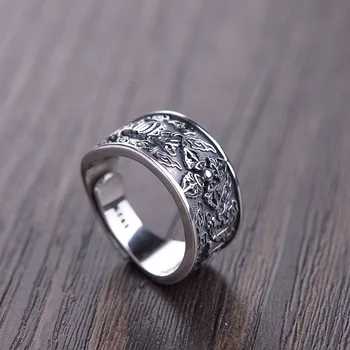 FNJ på Tværs af Ringe 925 Sølv Justerbar Størrelse Populære S925 Massivt Sølv Ring for Mænd Fine Smykker