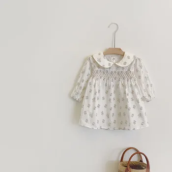 Nyfødte Baby Piger Sparkedragt + Kjole Mode Hvide Blomster Baby Tøj Bomuld Forår Sommer Buksetrold Piger Buksedragt Tøj Tøj