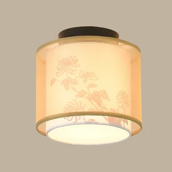 Traditionel Kinesisk Stil Loft Lampe Midtergangen Soveværelse Led-Loftsbelysning Stof Lampeskærm Hjem Indretning Stue Lamper