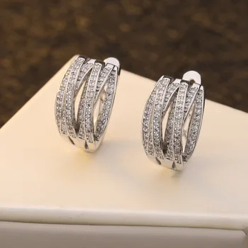 Nye 925 Sterling Sølv Øreringe Mikro-Sæt AAAAA Zircon Crystal Øreringe Til Kvinder Charme Smykker Gave