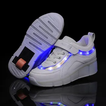 USB-Opladning Mode Piger Drenge LED Lys Roller Skate Sko til Børn Sneakers Hjul Ene Hjul