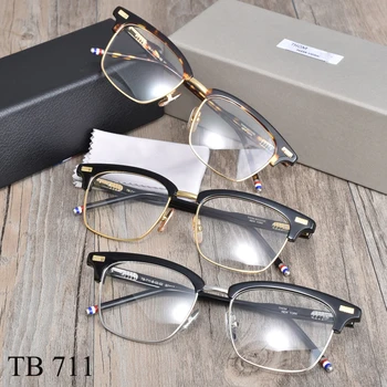 2021 New York Thom Brand Design Frame Briller til Mænd, Kvinder Square Semi Uindfattede Briller Optisk Recept Briller TB711