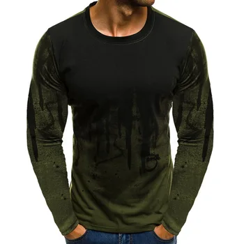 Mode Patchwork T-Shirt til Mænd med Lange Ærmer Rund Hals Løs t-Shirts sidste nye Trykte Casual Streetwear Mandlige Hip T-shirt