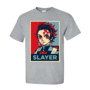 Demon Slayer Man T-Shirt SLAYER Slim Fit T-shirts Bomuld kortærmet Animationsfilm TShirt Rund Hals Gratis Fragt