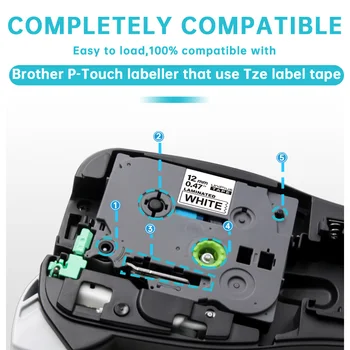 Absonic 12PK Blandede TZe-231 TZe-131 TZe-431 TZe-531 TZe-631 12mm Mærke Tape-Kompatible Brother P-touch PT1000 Label Maker