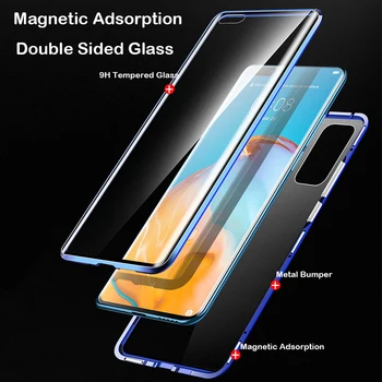 Magnetisk cover Til Huawei P40 Pro Coque Mate 30 20X 5G P20-P30 Metal Bumper Ære X10 Spille 4T 30 30 Note 10 8X 9X ANTAL Glas