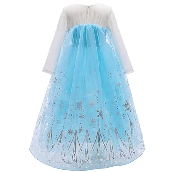 Disney Aisha Frosne 2 Fluffy kjole Aisha tema kappe maxi kjole Prinsesse kjole kostume piger Perle med Rhinestone mesh kjole