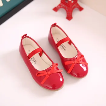 Piger sko forår og efterår børns enkelt sko sort student performance sko rød hue sko girl prinsesse sko